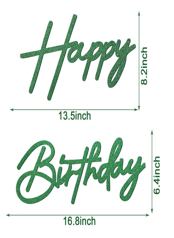 MASTRON Happy Birthday Sign for Backdrop - Glitter Green Felt 'Happy Birthday' Letter Sign for Balloon Arch Backdrop Decorations - Image 2